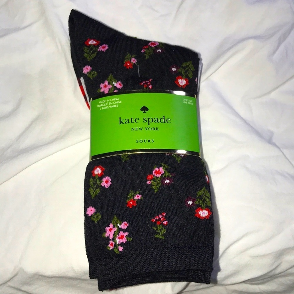 KATE SPADE SOCKS 3 pairs beautiful flowers Polka dot and Spade ♠️ new